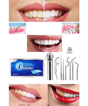 Alright 1 Teeth Whitening Strip and 7 Piece Tube Metal Teeth Cleaning Dental Health
