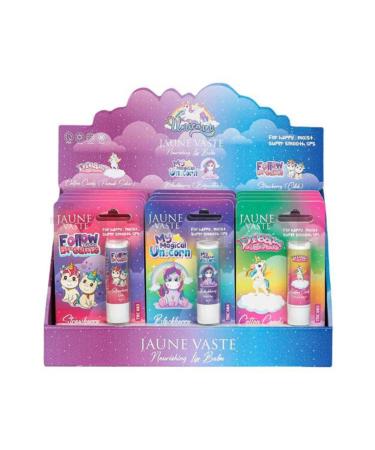 Jaune Vaste Lip Balm Kids Unicorn Lip Cream 12 Pack Mixed Stand