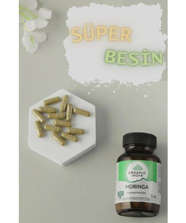Organic India Moringa Capsules | Practical and Natural Source of Calcium Potassium Iron | 350mg 60capsules - Buy Online on GoSupps.com