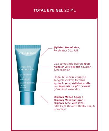Clarins Total Eye Contour Gel - Anti-Dark Circle Eye Contour Gel with Caffeine and Gingko Biloba Extract 20 Ml