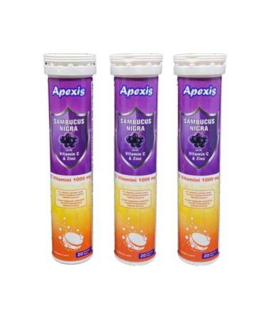 Apexis Sambucus Nigra Vitamin C 1000 Mg 3 X 20 Tablets