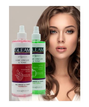 GL Beauty Gleam Professional Raspberry + Green Apple Hair Vinegar and Hair Tonic 400 Ml X 2 Mixed Advantage