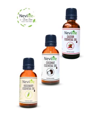 nevilife 3-Pack Care Oils Rosemary Oil 20 ml Coconut Oil 20 ml Castor Oil 20 ml