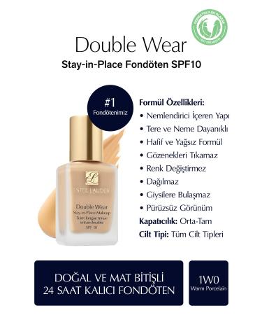 Estee Lauder DOUBLE WEAR MOISTURIZING MAKEUP FOUNDATION 1W0 WARM PORCELA N KEYON1344