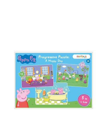 Peppa Pig 12 16 and 24 Piece A Happy Day 3 Piece Puzzle