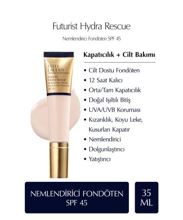 Estee Lauder FUTURIST HYDRA RESCUE SPF 45 MOISTURIZING FOUNDATION 35ML - COLOUR: 1N0 PORCELA N KEYON1386