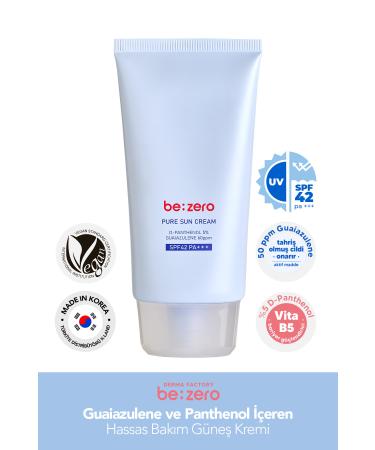 DERMA FACTORY Sun Cream with Azulene and Panthenol for Sensitive Skin Derma Factory Be Zero Pure Sun Cream 80GR