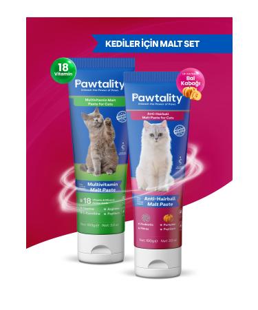 Pawtality Multivitamin and Malt Paste Anti-Hairball Malt Paste Set (2x100Gr)