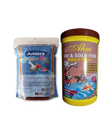 AMORE Goldy Mix 7 Protein 250 gr Easy-Fill-Pack Bag 1000ml AHM Koi Naturel Pond Sticks Fish Food