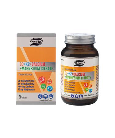 Phytodef D3 + K2 + Calcium + Magnesium Citrate - 30 Film-coated Tablets - Buy Online on GoSupps.com
