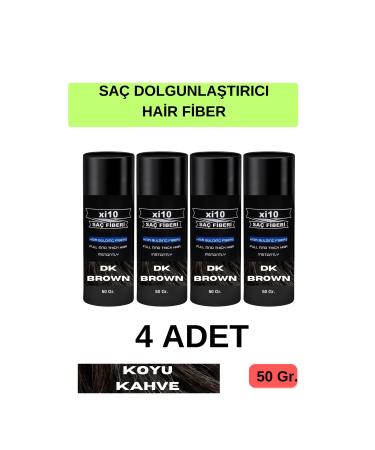 xi10 4 PCS Hair Thickening Dark Brown Hair Powder 50 Gr. Dark Brown Hair Fiber Topik
