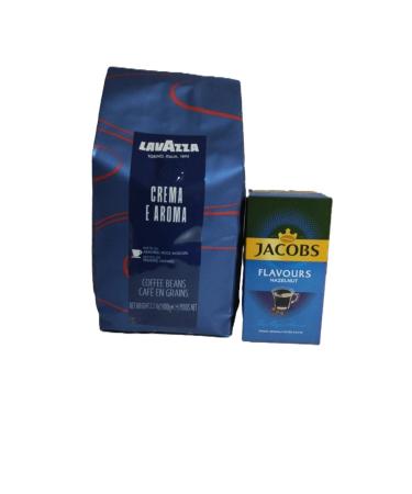 LavAzza Crema E Aroma Coffee Beans 1 kg + Hazelnut Flavored Filter Coffee 250 gr