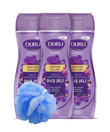 Duru Bath Loofah with Orchid Shower Gel 3x450ml