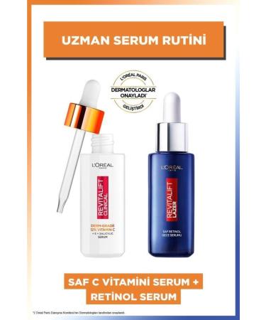 L'Oreal Paris PURE VITAMIN C SKIN BRIGHTENING SERUM & REVITAL FT LASER PURE RETINOL NIGHT SERUM DEMBA1510