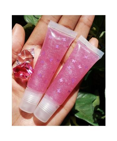 hbtasarim Pink lipgloss 2 with butterfly detail