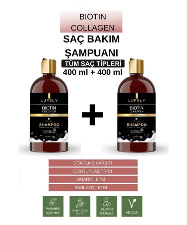 LUFELY Anti-Hair Loss Repair Strengthening Biotin and Collagen Shampoo 400 Ml 2 Pieces Package - Buy Online on GoSupps.com