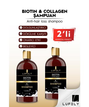 LUFELY Anti-Hair Loss Repair Strengthening Biotin and Collagen Shampoo 400 Ml 2 Pieces Package