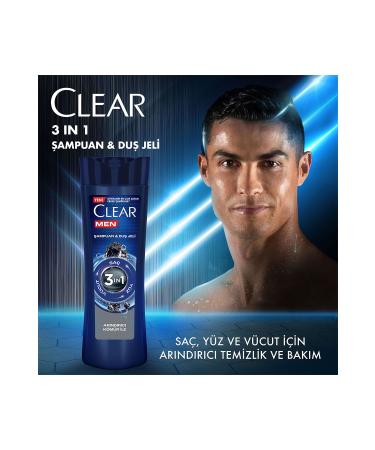 Clear Men 3 In 1 Shampoo & Shower Gel Purifying Charcoal For Hair Face Body 350ml X2 - Buy Online on GoSupps.com