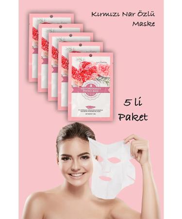 qualityworld 5 Pieces Red Pomegranate Face Care Mask High Moisture For Dry Skin XLM427