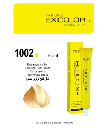 Exicolor 1002 EXTRA LIGHT PEARL YELLOW Permanent Cream Hair Dye 60ml