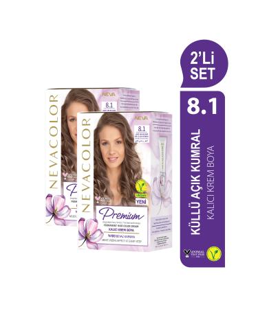 Nevacolor Premium 2-PIECE SET 8.1 ASH LIGHT BLONDE Permanent Cream Hair Dye Set