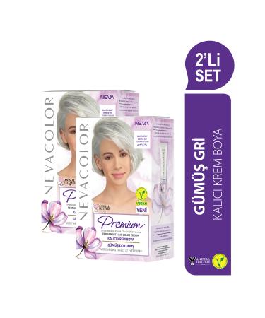 Nevacolor Premium 2-PIECE SET SILVER GRAY Permanent Cream Hair Dye Set