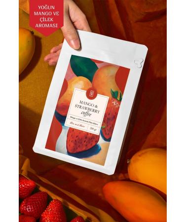 Mim and More Mango & Strawberry Coffee Mango and Strawberry Flavored Coffee Beans 200 Gr