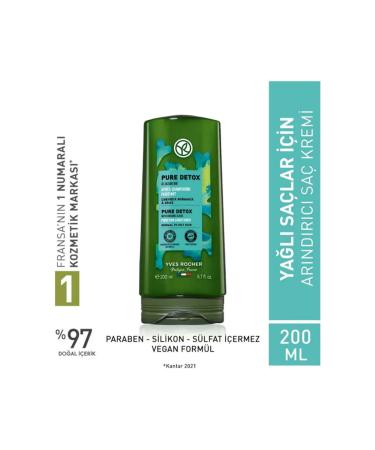 Yves Rocher Purifying Conditioner - Oily Hair / Pure Detox Detoxifying Moringa Seed Extract and Agave 200 ml