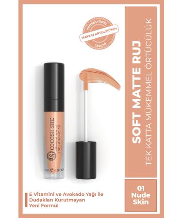 Cocosh She Soft Matte Liquid Matte Lipstick 01 Nude Skin Vitamin E Avocado Oil Creamy Texture Matte Finish Smudge-proof