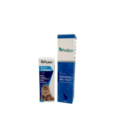 Perry Biotin Collagen for Cats 50ml + Petamin Anti-Furball Malt 100gr