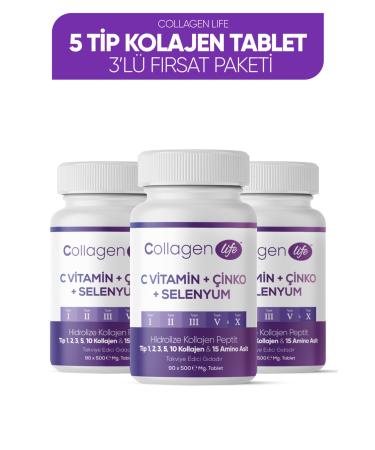 Collagen Life 5 Types Collagen Type 1 Type 2 Type 3 Type 5 Type 10 3-Piece Opportunity Package
