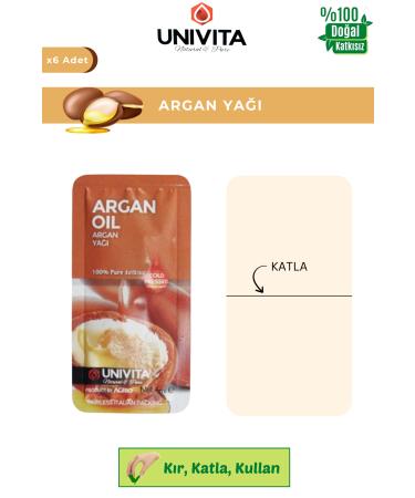 Univita 0 Natural Pure Cold Pressed Argan Hair Eyebrow Eyelash Care Oil 4 ml X 6