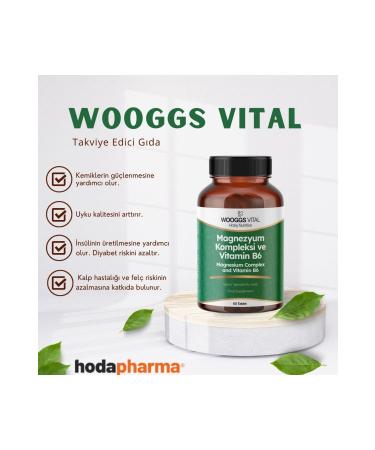 Hotay Nutrition Wooggs Vital Wooggs Vital Magnesium Complex and Vitamin B6 Containing Supplementary Food 60 Tablets - Buy Online on GoSupps.com