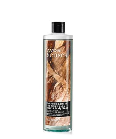 Avon Senses Extreme Limits Grapefruit and Sandalwood Scented Hair and Body Shower Gel for Men 500 Ml.