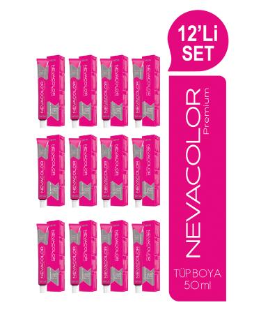 Nevacolor Premium 12-PIECE TUBE SET Permanent Cream Hair Dye (50ml x 12 pieces)