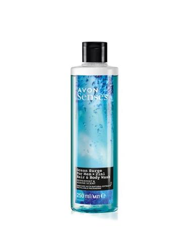 Avon Senses Ocean Surge Men's Shower Gel for Hair and Body with Mint and Sea Scent 250 Ml.