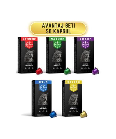 PARS COFFEE Nespresso Compatible Aluminum Capsule Coffee Mixed Set - 50 Capsules