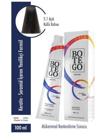 botegohair Botego Milano Professional Cream Color - 5.1 Light Ash Brown 100 ml