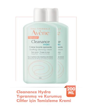 Avene CLEANANCE HYDRA Cleansing Cream for Damaged and Dry Skin 200 ml x2