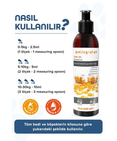 patiografya Premium Fish Oil with Omega 3 and 6 for Cats and Dogs - Immune System Fur Care - Buy Online on GoSupps.com
