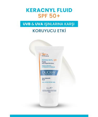 Ducray Keracnyl Fluid SPF 50+ Sunscreen for Oily and Acne Prone Skin 50ml - Buy Online on GoSupps.com