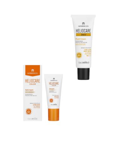 Heliocare Color Gelcream Light Spf 50 Sun Cream 50 ml & 360 Fluid Spf 50 Protective Sun Cream 50 ml