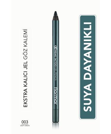 Flormar MATTE PERMANENT EYE PENCIL (GREEN) - INTENSE COLOR GEL PENCIL - 003 DEEP GREEN