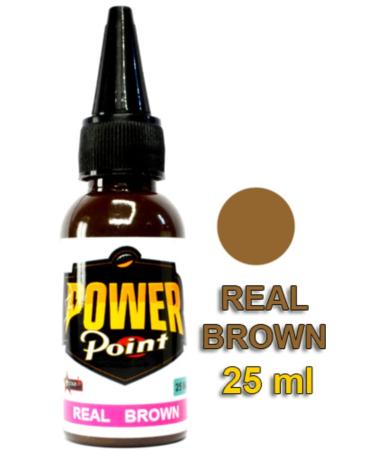 POWER POINT Real Brown Permanent Makeup Dye USA 25 Ml