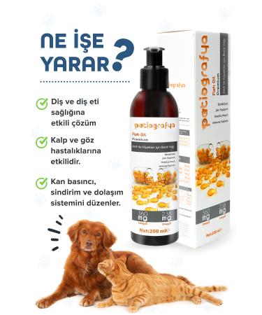 patiografya Premium Fish Oil with Omega 3 and 6 for Cats and Dogs - Immune System Fur Care - Buy Online on GoSupps.com