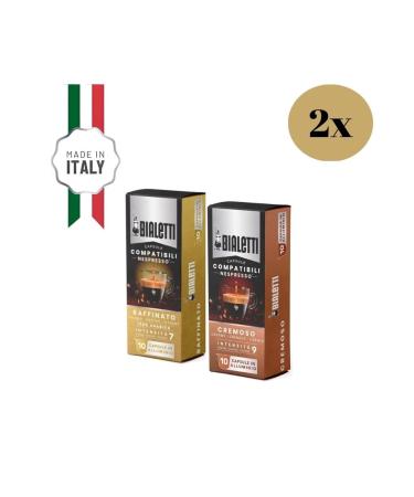 Bialetti Nespresso Compatible Cremoso and Raffinato Capsules 20 Pieces