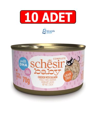 Schesir baby grain-free chicken and salmon broth kitten canned food 70gr 10pcs wet food