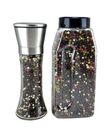 ANATOLIAN HASAT 2-Piece SET-Mixed Color 4 Color Black Pepper Net 480Gr Flip Top Lid Black Pepper Mill