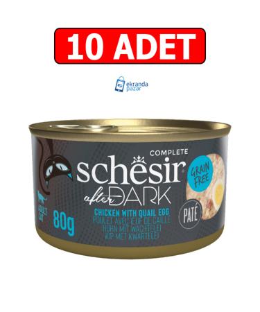 Schesir after dark grain-free pate quail egg chicken cat canned food 80gr 10pcs cat wet food