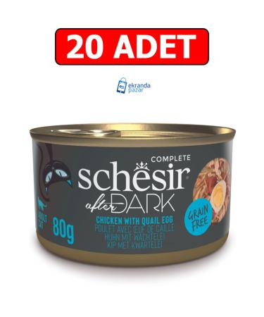 Schesir after dark grain-free chicken and quail egg broth cat canned food 80gr 20pcs